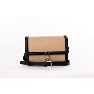 Jules Kae Women's Beige Black Trim Vegan Leather Purse Mia Crossbody Bag NWT